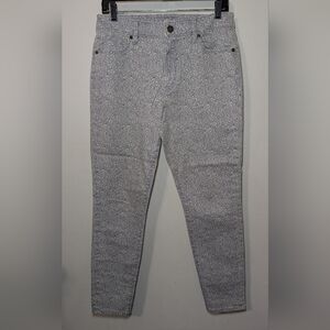 Loft Curvy Skinny Ankle Jeans White Blue Floral Cotton Stretch Womens Size 6 28"